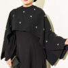 Embellished Evening Gown with Floral Decorations and Bolero Black - Image 2