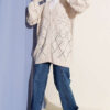 Floral Diamond Pattern Knit Cardigan Beige - Image 2