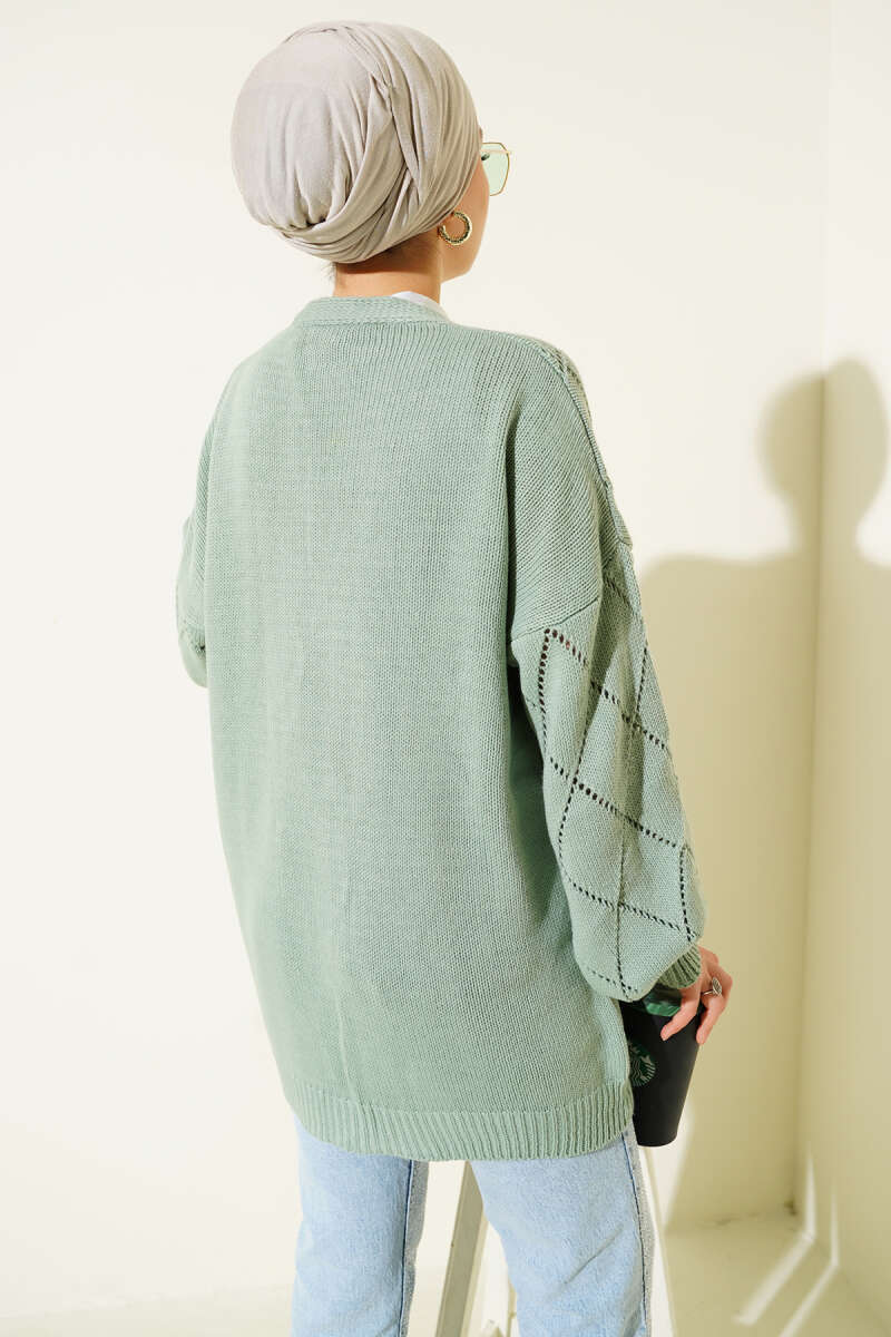 Floral Diamond Pattern Knit Cardigan Hazel – Image 3