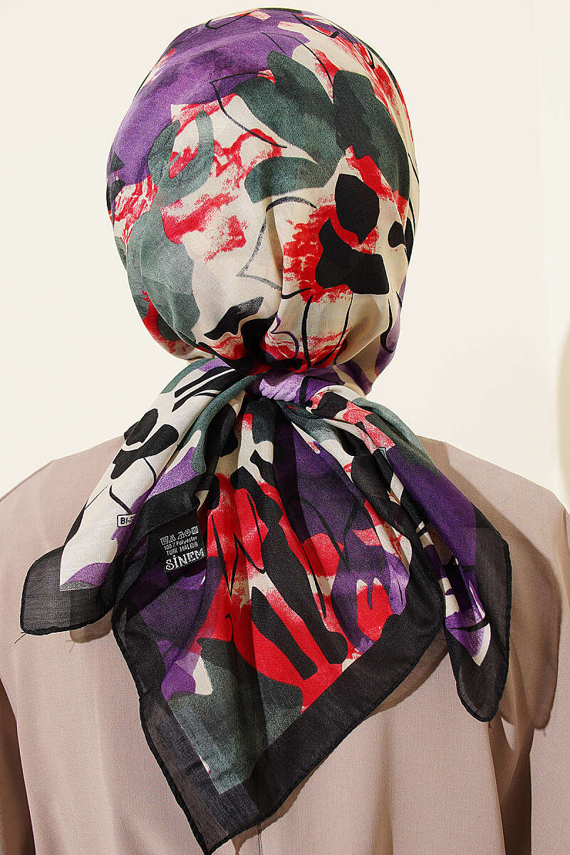 Floral Brush Pattern Elegance Scarf Black - immagine 3