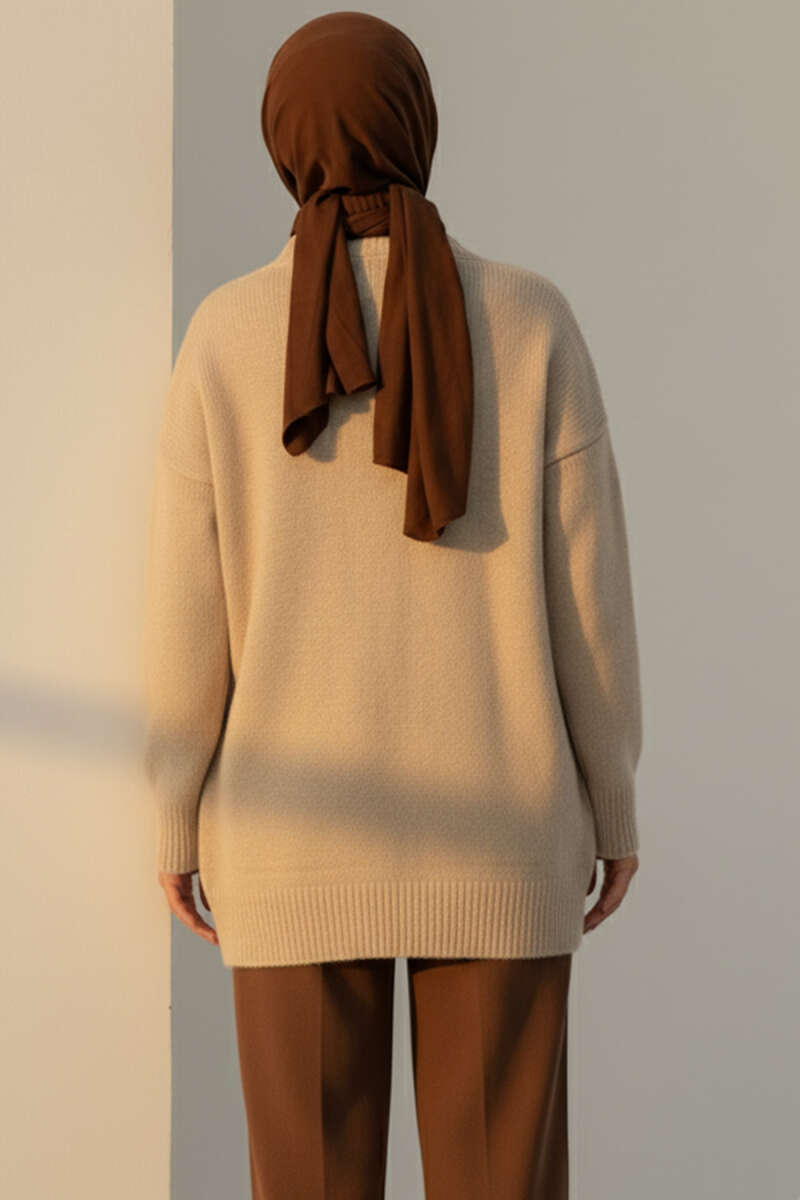 Double Pocket Buttoned Knit Cardigan Beige - immagine 3