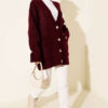 Double Pocket Buttoned Knit Cardigan Burgundy - immagine 2