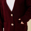 Double Pocket Buttoned Knit Cardigan Burgundy - immagine 4