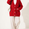 Double Pocket Buttoned Knit Cardigan Red - Afbeelding 2