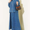 Two-Pocket Zip-Up Hem Edge Denim Two-Piece Set Blue – Bild 2