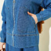 Two-Pocket Zip-Up Hem Edge Denim Two-Piece Set Blue – Bild 4