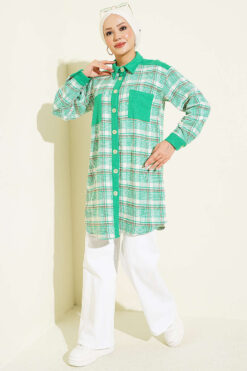 Alternative view of Double Pocket Flannel Shirt Green