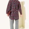 Oversized Checkered Shirt with Double Pockets Burgundy – Image 3