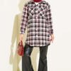 Oversized Checkered Shirt with Double Pockets Smoke – Image 2