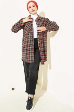 Alternative view of Oversized Checkered Shirt with Double Pockets Black