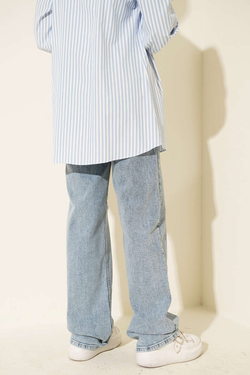 Double Pocket Palazzo Denim Pants Light Charcoal - Image 3