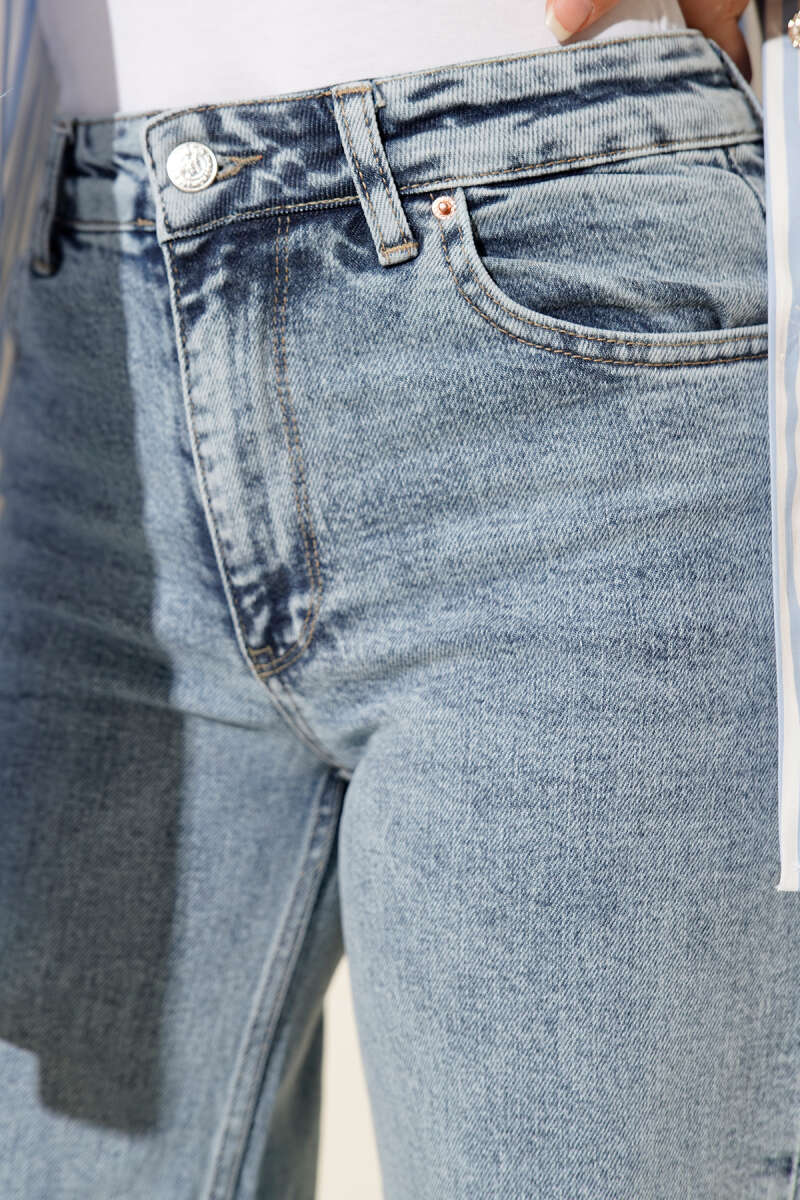 Double Pocket Palazzo Denim Pants Light Charcoal - Image 4