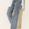 Double Pocket Palazzo Denim Pants Charcoal Black
