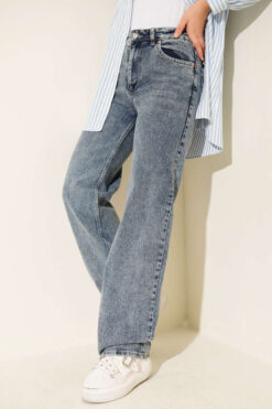 Double Pocket Palazzo Denim Pants Charcoal Black