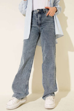 Alternative view of Double Pocket Palazzo Denim Pants Charcoal Black
