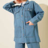 Double-Breasted Pocket Denim Two-Piece Set Blue - Image 2