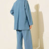 Double-Breasted Pocket Denim Two-Piece Set Blue - Image 3