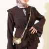 Double Lapel Elastic Waist Two-Piece Set Dark Brown - Image 2