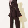 Double Lapel Elastic Waist Two-Piece Set Dark Brown - Image 3