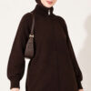 Reversible Zip-up Knit Cardigan Brown