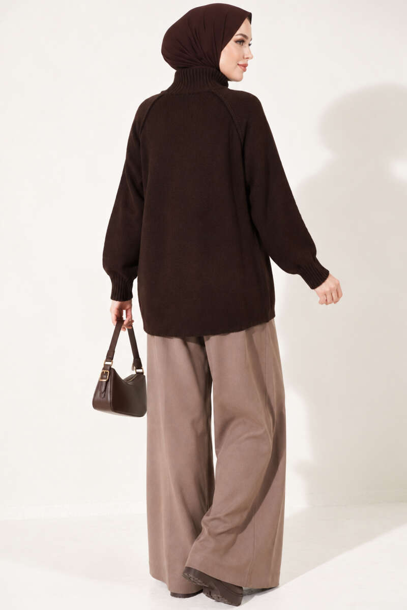 Reversible Zip-up Knit Cardigan Brown - immagine 4