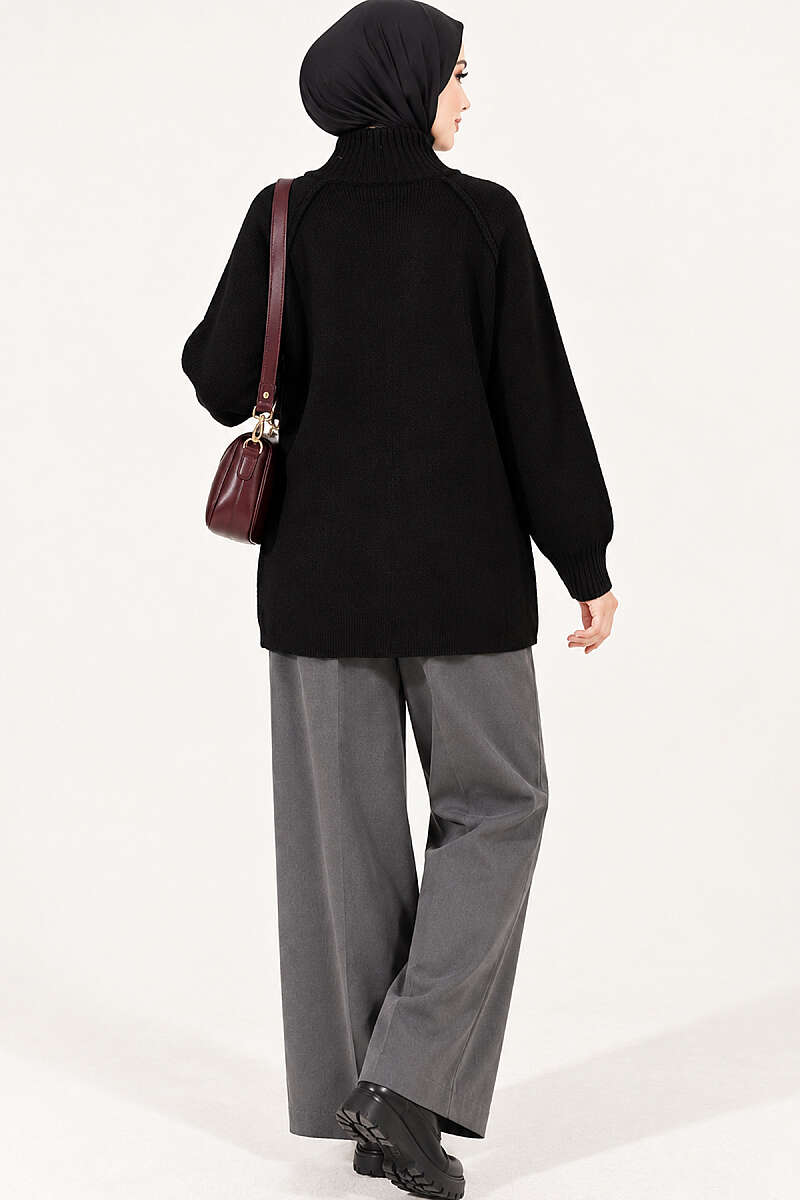 Reversible Zip-up Knit Cardigan Black - immagine 4