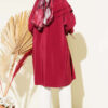 Removable Wide Collar Long Shirt Burgundy - الصورة 3