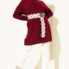 Striped Diamond Pattern Knit Tunic Burgundy - Afbeelding 2