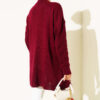 Striped Diamond Pattern Knit Tunic Burgundy - Afbeelding 3