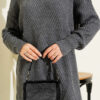 Striped Diamond Pattern Knit Tunic Smoke - Afbeelding 4