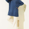 Striped Diamond Pattern Knit Tunic Indigo - Afbeelding 2