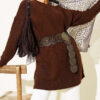 Striped Diamond Pattern Knit Tunic Brown