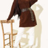 Striped Diamond Pattern Knit Tunic Brown - Afbeelding 2