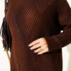Striped Diamond Pattern Knit Tunic Brown - Afbeelding 4