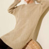 Striped Diamond Pattern Knit Tunic Beige - Afbeelding 5