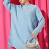 Striped Diamond Pattern Knit Tunic Blue