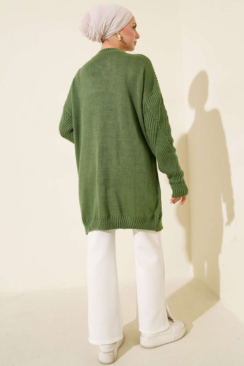 Striped Diamond Pattern Knit Tunic Nefti - immagine 3