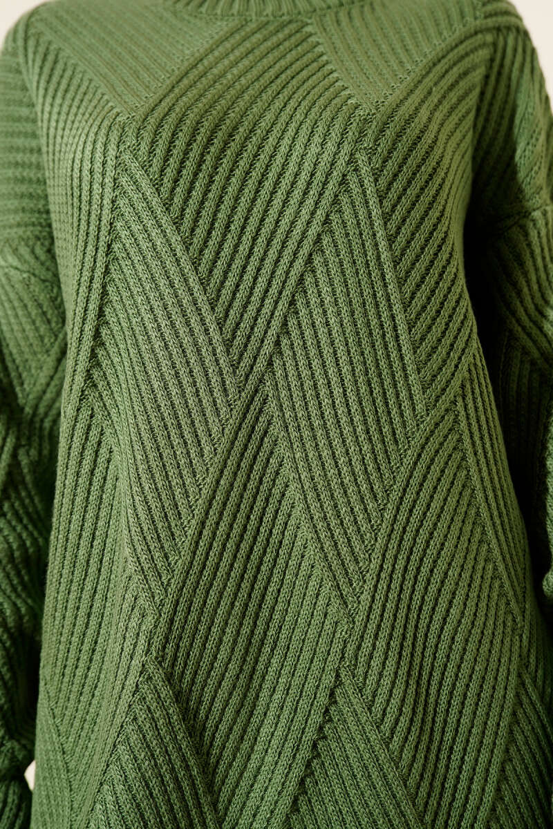 Striped Diamond Pattern Knit Tunic Nefti - immagine 4