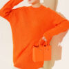 Striped Diamond Pattern Knit Tunic Orange