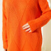 Striped Diamond Pattern Knit Tunic Orange - Afbeelding 4