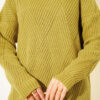 ⁦Striped Diamond Pattern Knit Tunic Oil Green⁩ - الصورة ⁦4⁩