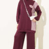 Striped French Terry Faux Pocket Two-Piece Set Plum