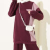 Striped French Terry Faux Pocket Two-Piece Set Plum - immagine 2
