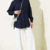 Vertical Stripe Basic Shirt Navy Blue – Image 2