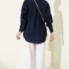 Vertical Stripe Basic Shirt Navy Blue – Image 3