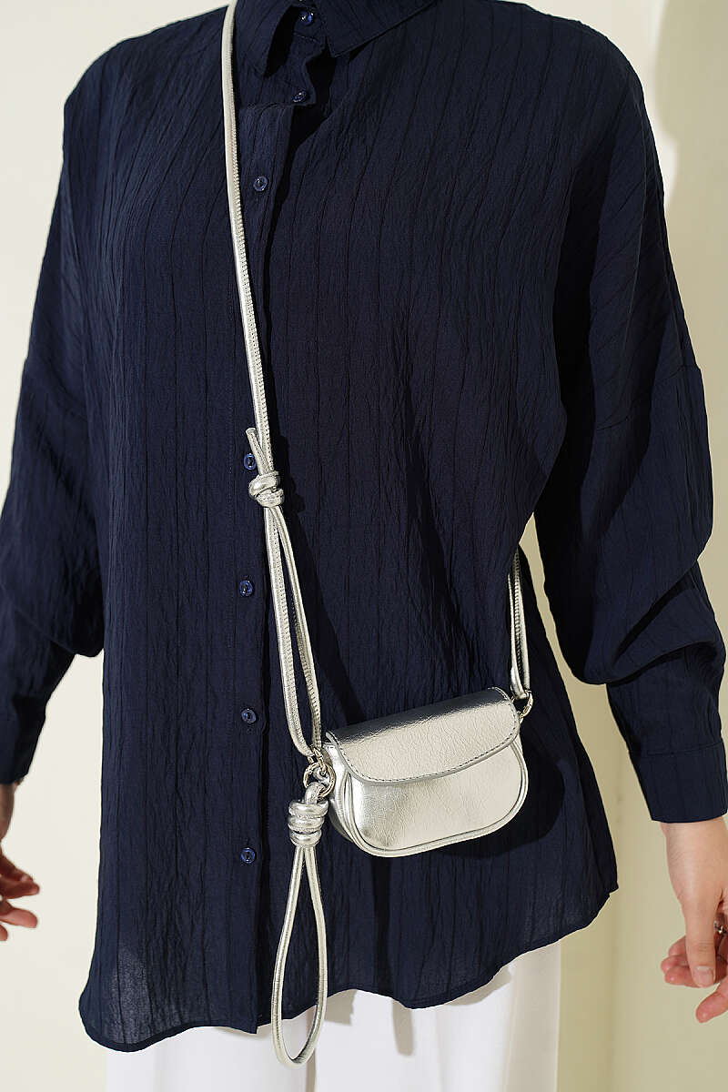 Vertical Stripe Basic Shirt Navy Blue – Image 4