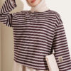Striped Tunic with Emblem Detail Burgundy