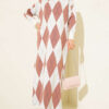 Striped Diamond Pattern Knit Dress Rose Dust