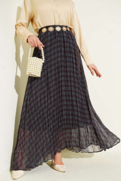 Paisley Pattern Chiffon Skirt Black