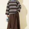 Striped French Terry Two-Thread Knit Tunic Brown - immagine 2